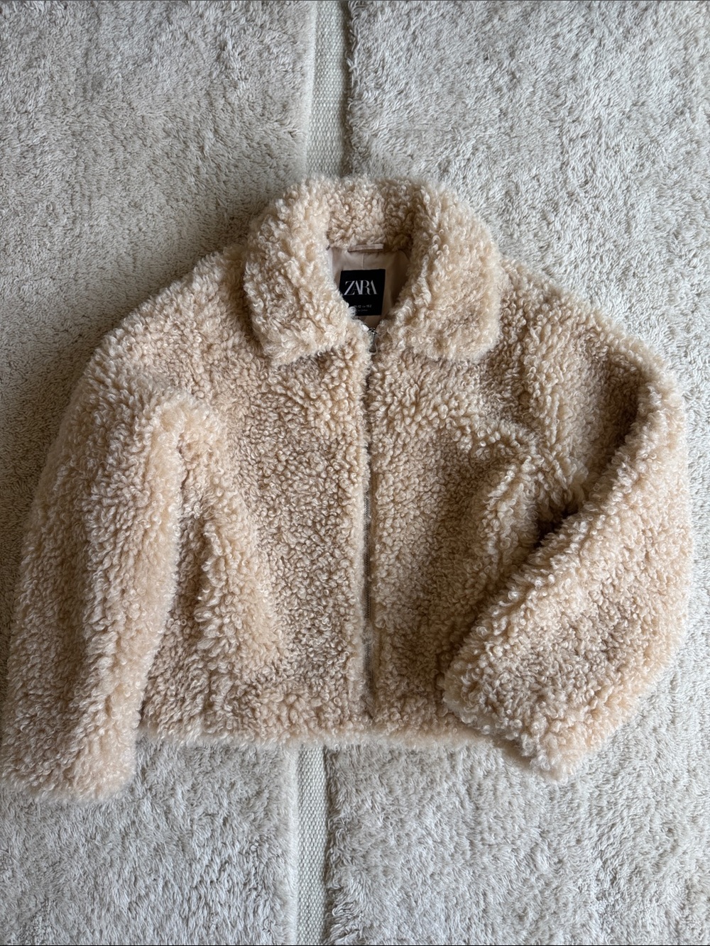 ZARA Beige Teddy Faux Shearling Jacket
